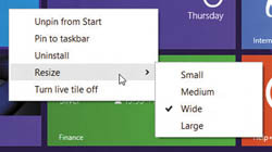 Настройки размера плитки