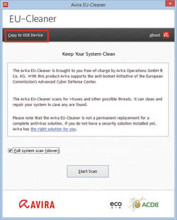 Главная страница Avira EU-Cleaner