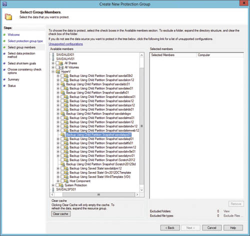 Выбор защищаемых виртуальных машин, которые войдут в группу защиты