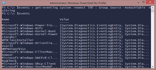 Создание хэш-таблицы $events и просмотр ее?содержимого