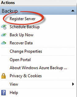 Регистрация изолированного сервера с?помощью агента Windows Azure Backup