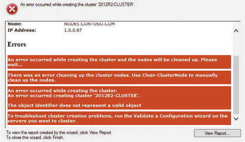 Ошибка процесса создания кластера