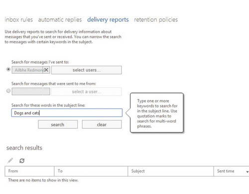 Поиск пропавшего сообщения в Outlook Web App