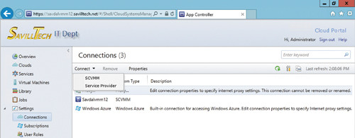 Соединение App Controller и SCVMM