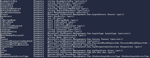 Свойства объекта Login в команде Get-Member