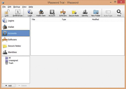 Главное окно 1Password