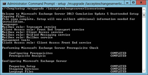 Результаты применения обновления Cumulative Update 5 к Exchange 2013