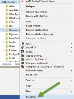 Переход к пункту Properties («Свойства»)