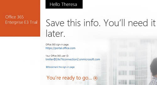 Получение данных учетной записи для FastTrack Trial