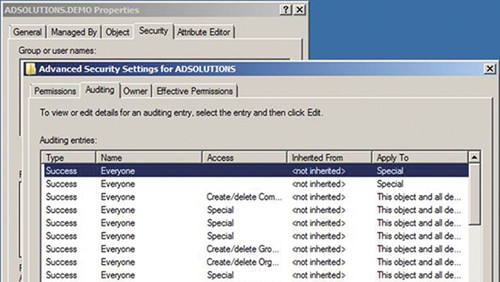 Конфигурация аудита для узла домена