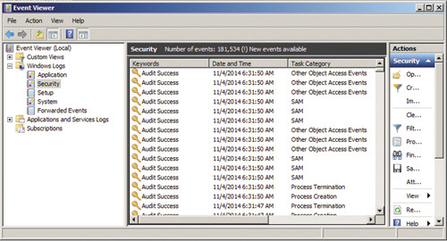 Журнал безопасности в Event Viewer