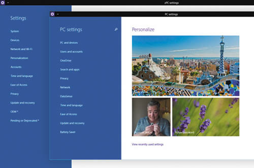 Новое окно настроек компьютера