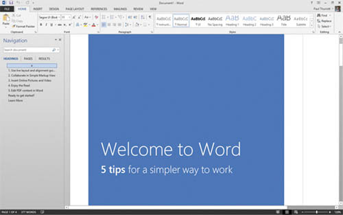 Word для Windows выполняется в полноэкранном режиме OS X Yosemite