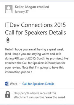 Просмотр вложений в письмо