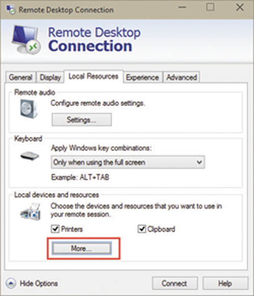Редактирование параметров на вкладке Local Resources
