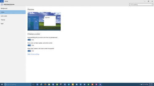 Выбор цвета системных элементов