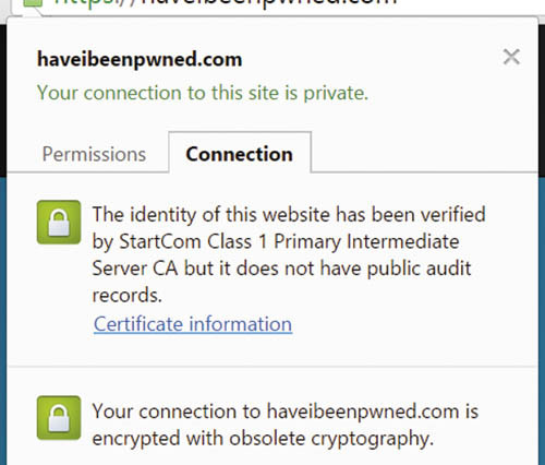 Информация о сертификате сайта