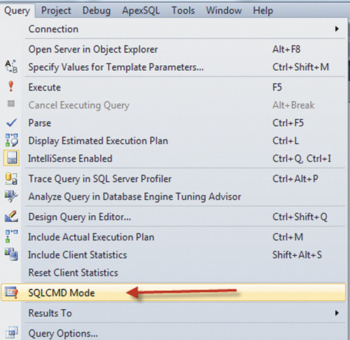 Запуск режима SQLCMD