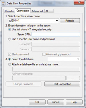 Проверка связи с SQL Server с помощью файла UDL