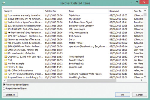 Восстановление удаленных элементов в Outlook 2013 SP1 и Outlook 2016