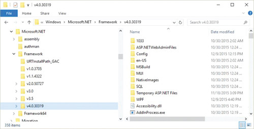 Поиск установленных версий .NET Framework