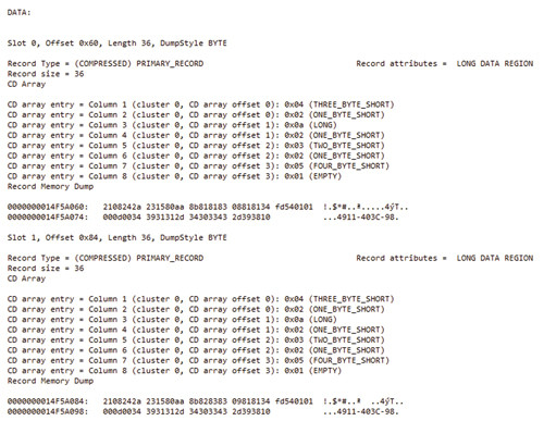 Сжатые записи массива данных