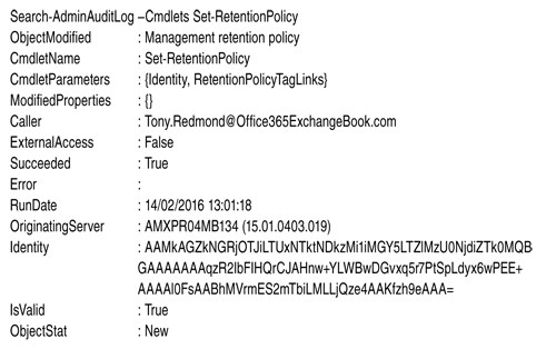 Команда поиска обновлений для политик хранения и возвращаемые данные