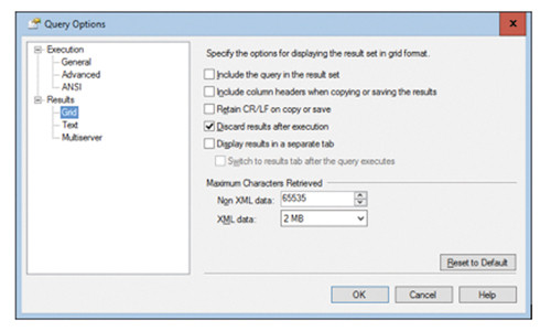 Назначение параметра Discard results after execution для запроса SSMS