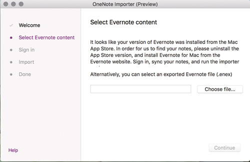 Выбор заметок для экспорта в OneNote
