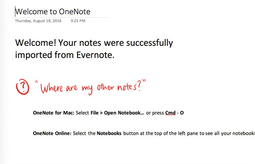 Новые заметки в OneNote