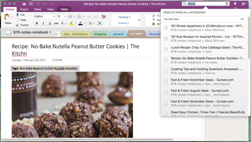 Список заметок в Evernote