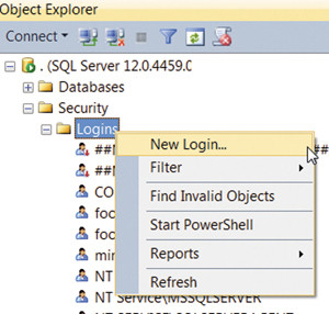 Создание учетной записи пользователя SQL Server