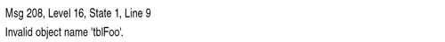 Сообщение об ошибке, если в базе данных SQL_Cruise имеется несколько схем с tblFoo