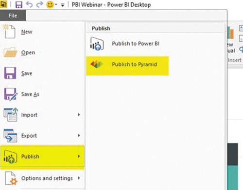 Публикация визуальных материалов на сервере Pyramid BI Office с системы Power BI Desktop