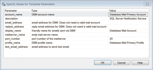Настройка параметров шаблона