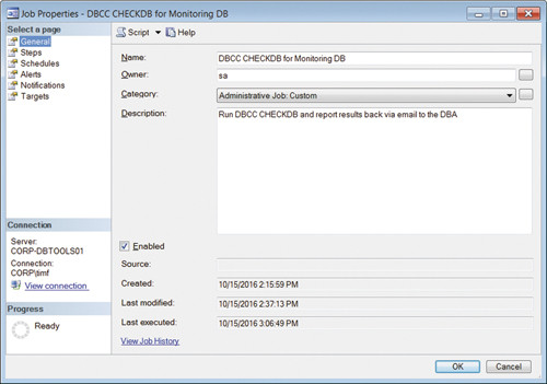 Создание нового задания агента SQL Server