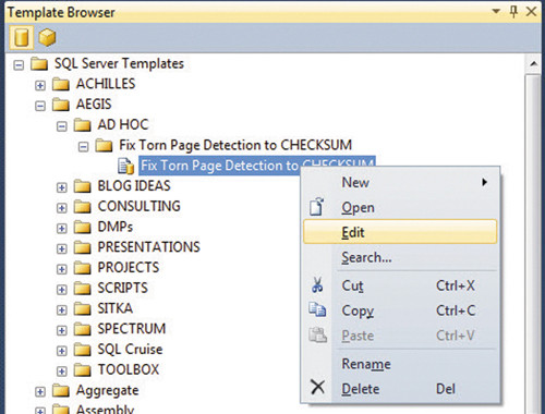 Выбор функции Edit в контекстном меню