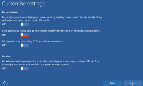Вторая часть окна настройки параметров выборочной установки