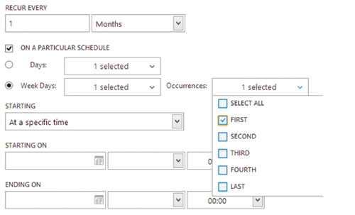 Расширенные возможности настройки запуска задания
