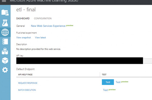 Получение ключа API и конечной точки для ML Service