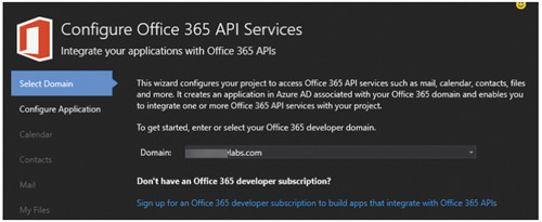 Указание домена Office 365 Developer Domain