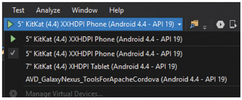 Выбор эмулятора Android