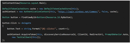 Фрагмент кода для связи с Office 365