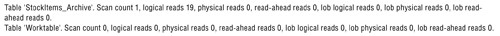 В выходных данных STATISTICS IO нет сведений об операциях ввода-вывода с текущей таблицей