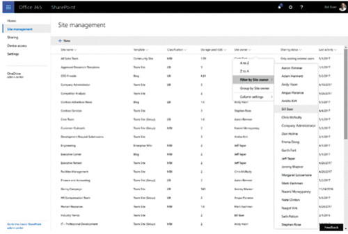 Сайты, подключенные к группам Office 365