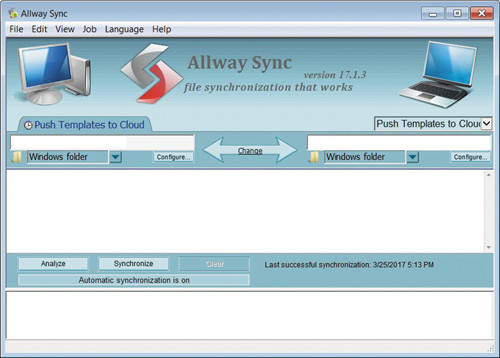 Окно приложения Allway Sync