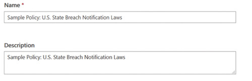 Указание имени и описания политики