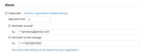 Создание оповещения и текстового предупреждения