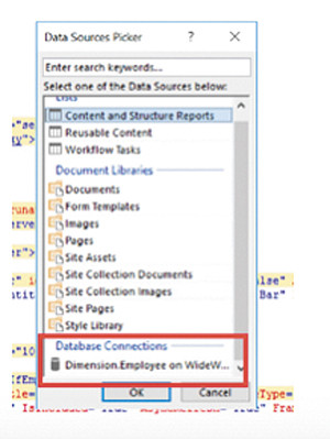 Выбор созданного подключения к базе данных