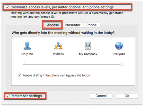 Диалоговое окно Set Access Permissions